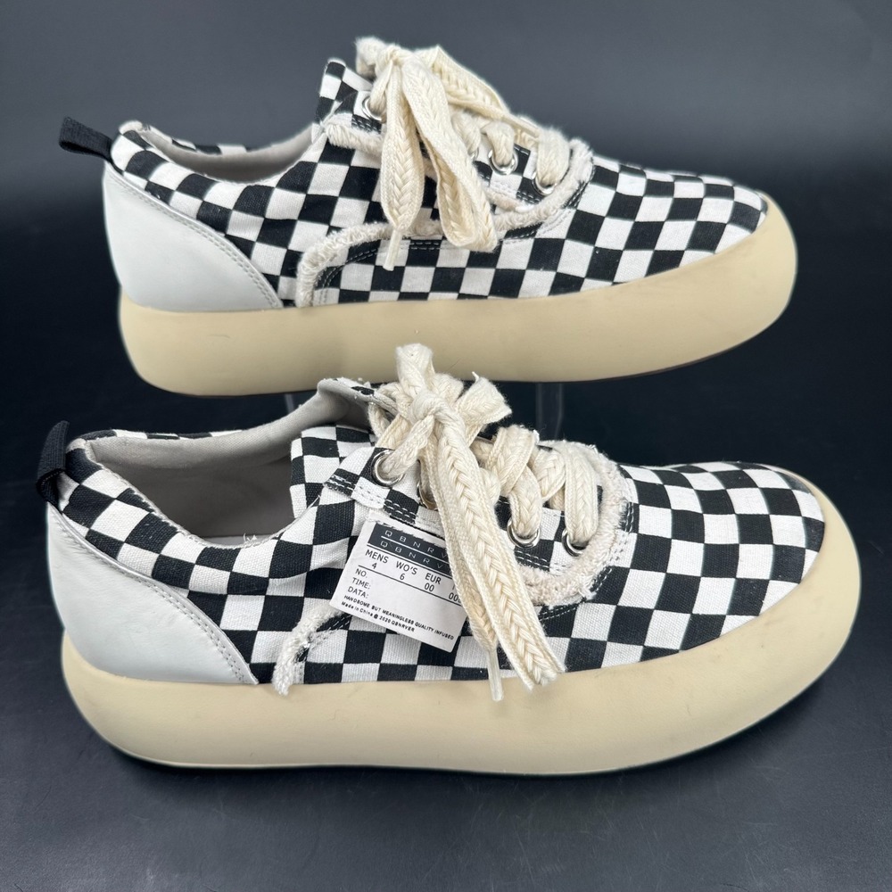 QBNRVER Platform Skate Shoes WOMENS Black‎ White Checkerboard Lace Up SIZE 6